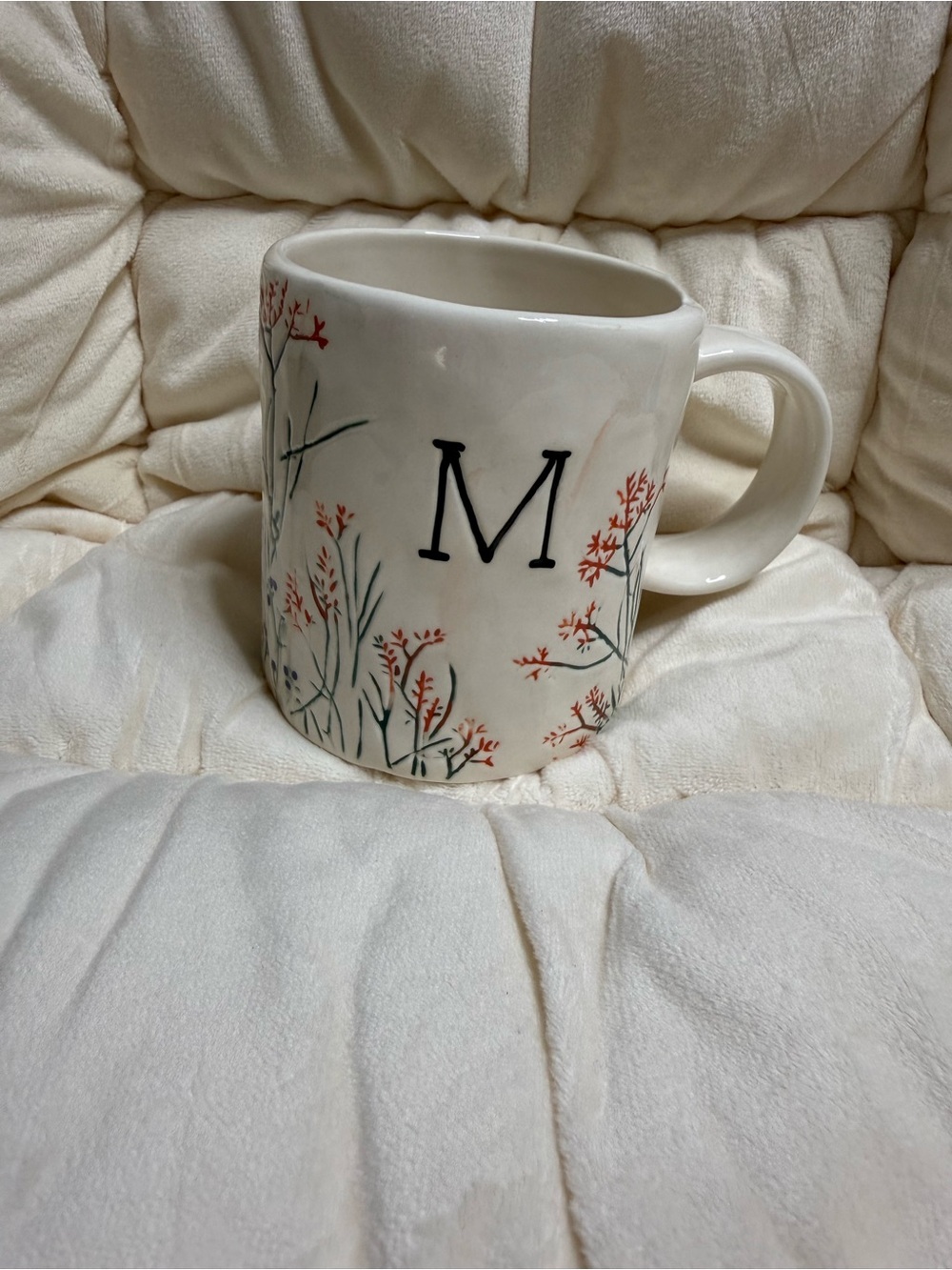 Anthropologie  Monogram "M" Initial Hand Painted Mug 14 Oz
